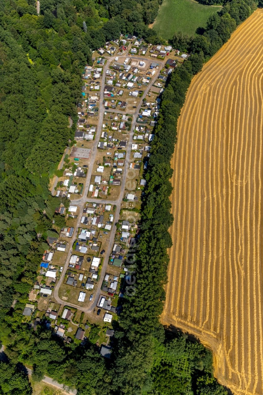 Telgte from above - Camping with caravans and tents in Telgte in the state North Rhine-Westphalia, Germany