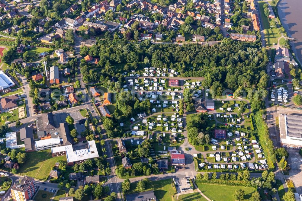 Aerial photograph Tönning - Camping with caravans and tents in Toenning in the state Schleswig-Holstein, Germany