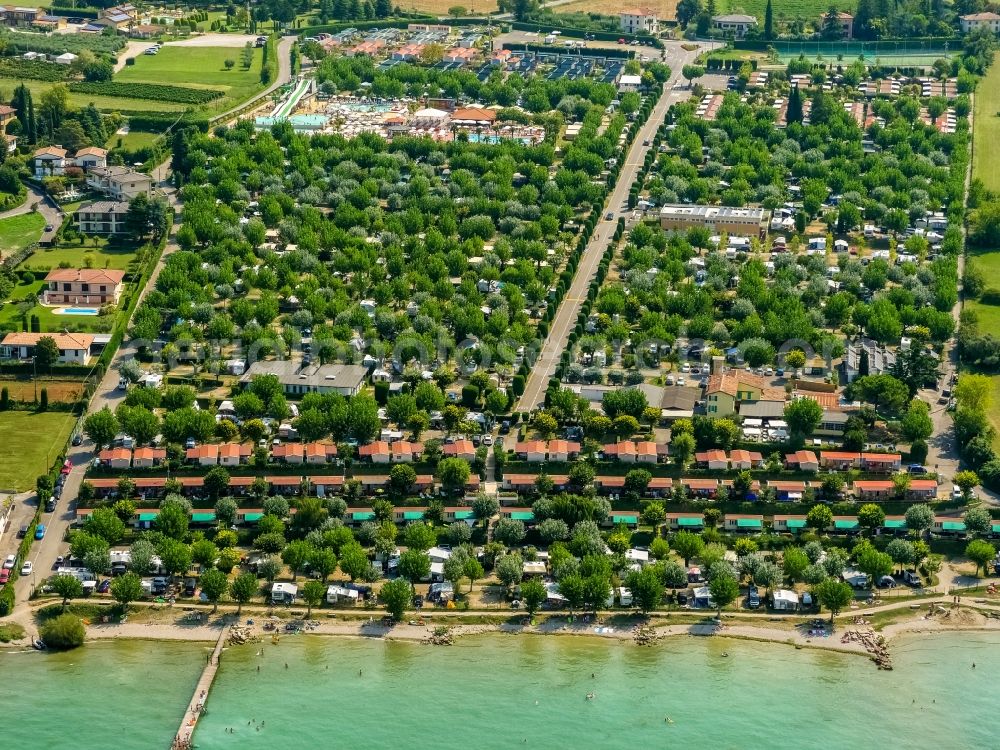 Pacengo from the bird's eye view: Camping with caravans and tents in Veneto, Italy