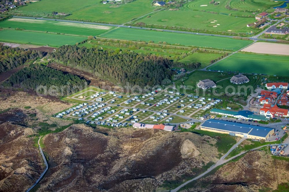 Aerial image Wenningstedt-Braderup (Sylt) - Camping with caravans and tents in Wenningstedt-Braderup (Sylt) on Island Sylt in the state Schleswig-Holstein, Germany