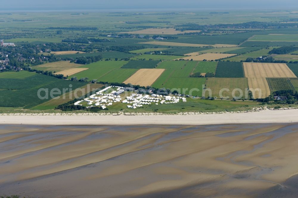 Aerial photograph Nieblum - Camping with tents at the North sea in Nieblum in the state Schleswig-Holstein