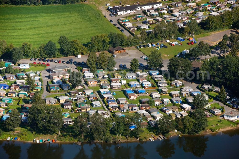 Sundern from above - View of the camping ground Zur Schoenen Aussicht in Sundern in the state of North Rhine-Westphalia