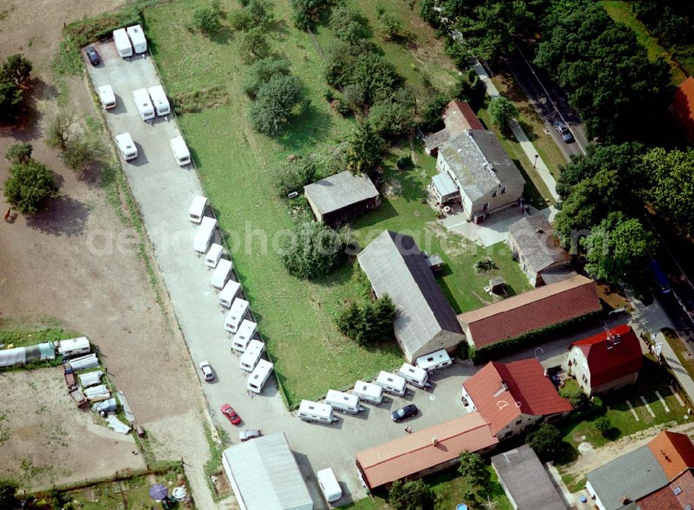 Lichtenow from the bird's eye view: Campingwagenhandel an der B1 in Lichtenow / Brandenburg 15.08.02