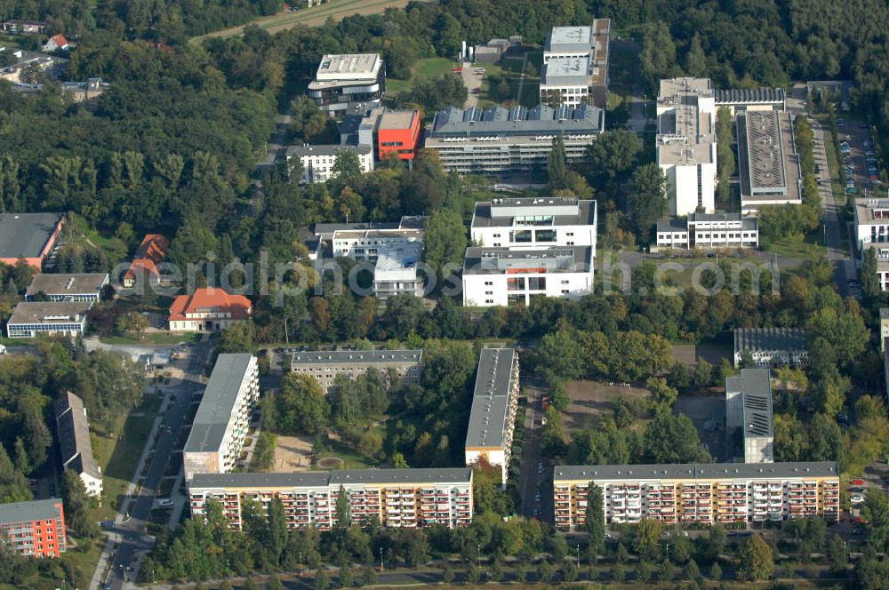 Aerial image Berlin - Blick auf Blick auf den Wissenschafts-, Gesundheits- und Biotechnologiepark des Campus Berlin-Buch.