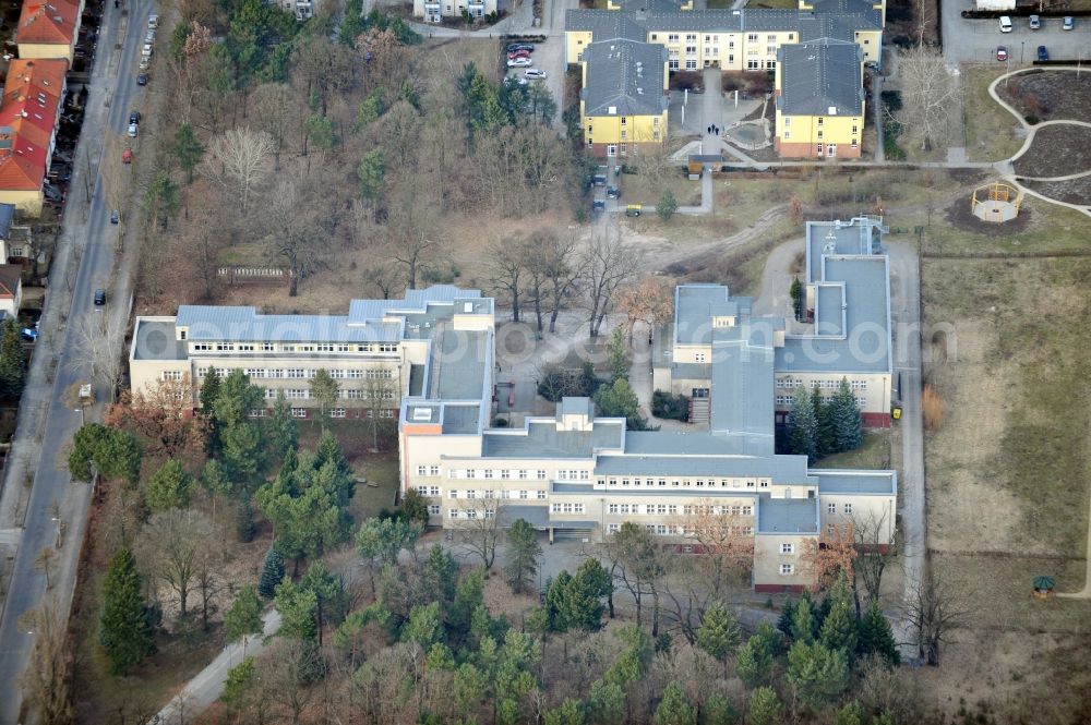 Berlin from the bird's eye view: Campus building of the University of Applied Sciences Katholische Hochschule fuer Sozialwesen Berlin in the district Karlshorst in Berlin, Germany