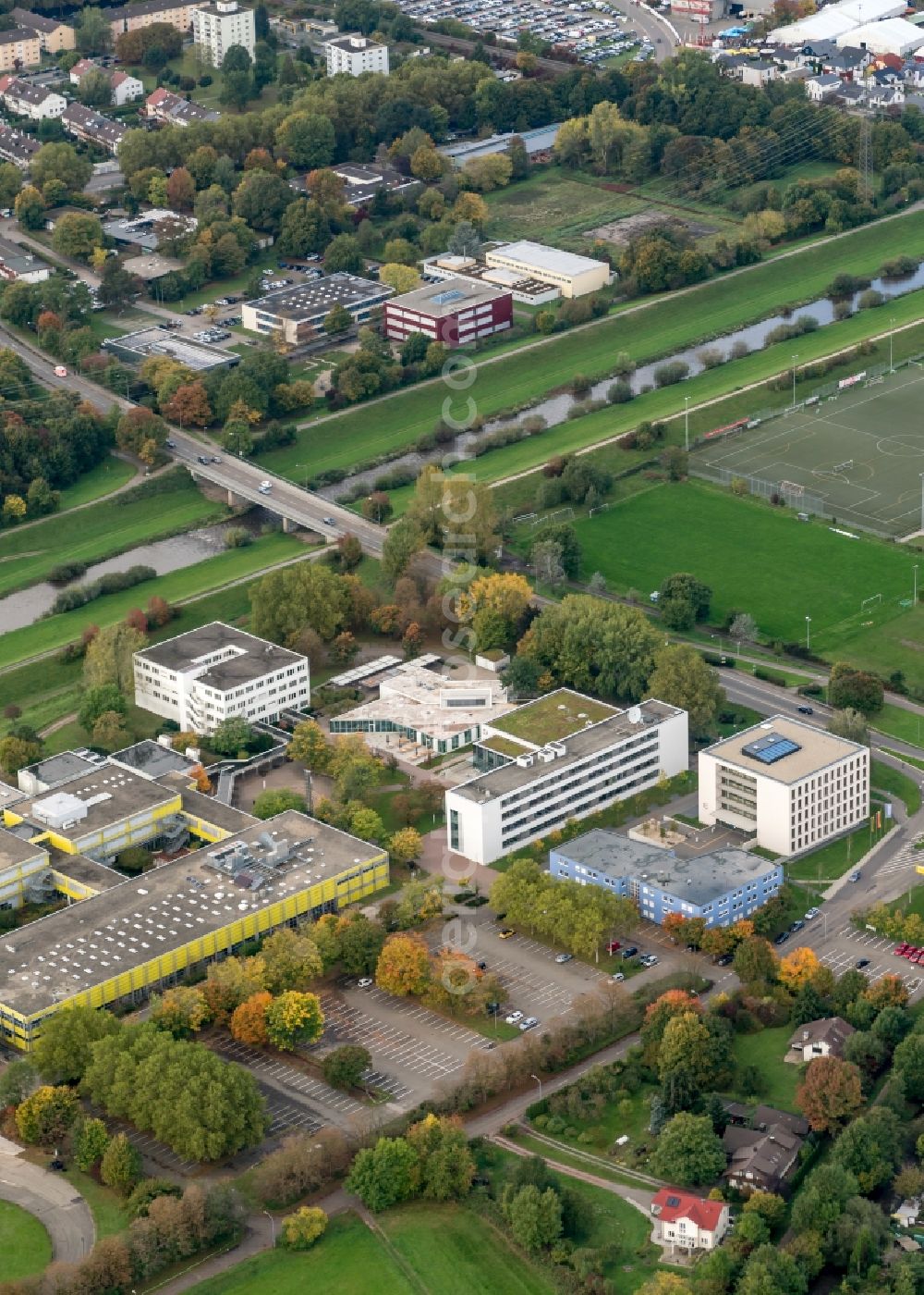 Aerial image Offenburg - TCampus building of the University of Applied Sciences Offenburg in Offenburg in the state Baden-Wurttemberg, Germany