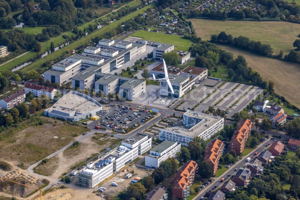 Hamm from the bird's eye view: Campus building of the Hochschule Hamm-Lippstadt on street Marker Allee in the district Hamm-Lippstadt in Hamm at Ruhrgebiet in the state North Rhine-Westphalia, Germany