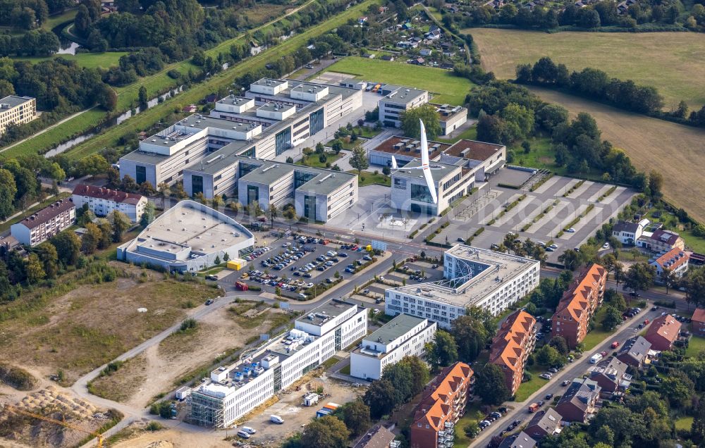 Aerial image Hamm - Campus building of the Hochschule Hamm-Lippstadt on street Marker Allee in the district Hamm-Lippstadt in Hamm at Ruhrgebiet in the state North Rhine-Westphalia, Germany