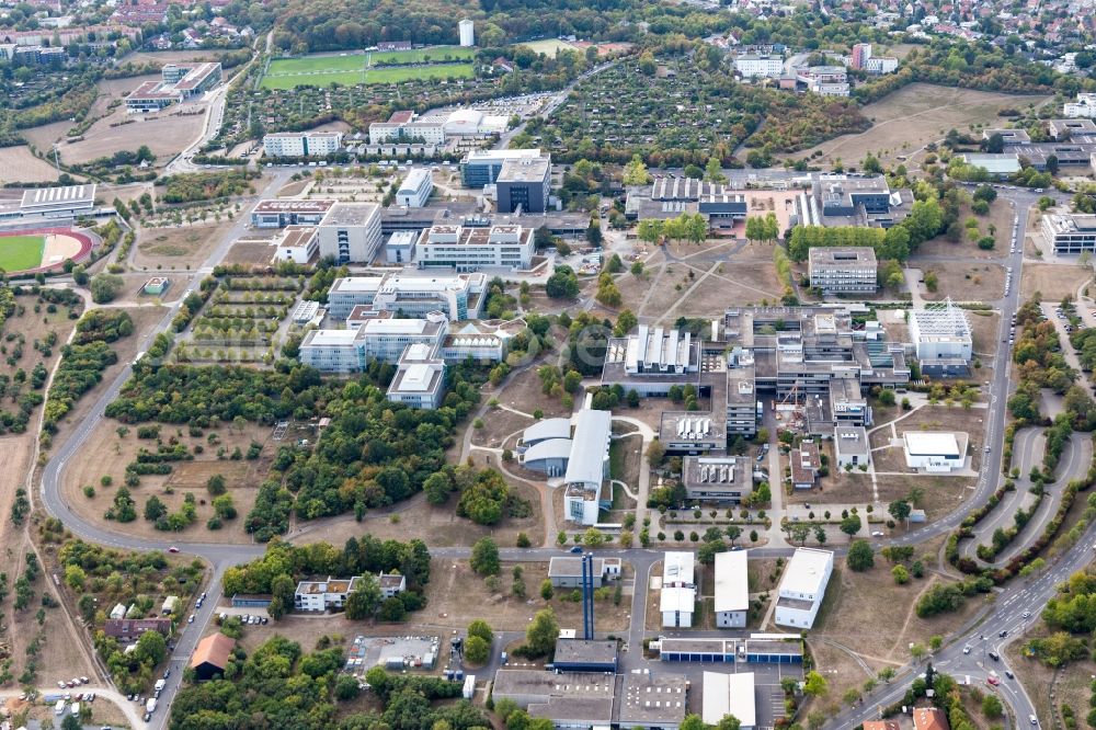 Würzburg from the bird's eye view: Campus building of the university Julius-Maximilians in Wuerzburg in the state Bavaria, Germany