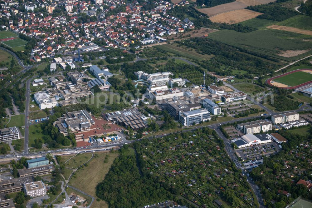 Würzburg from the bird's eye view: Campus building of the university Julius-Maximilians in Wuerzburg in the state Bavaria, Germany