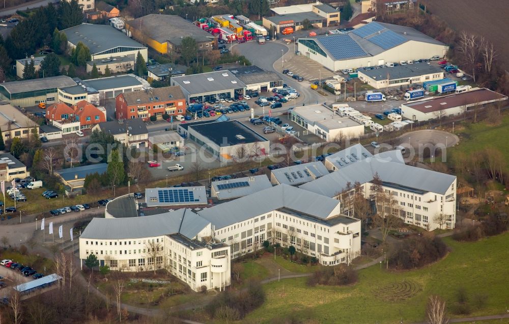 Witten from above - Campus building of the Wolfgang Gerbere university Witten/Herdecke in Witten in the state of North Rhine-Westphalia