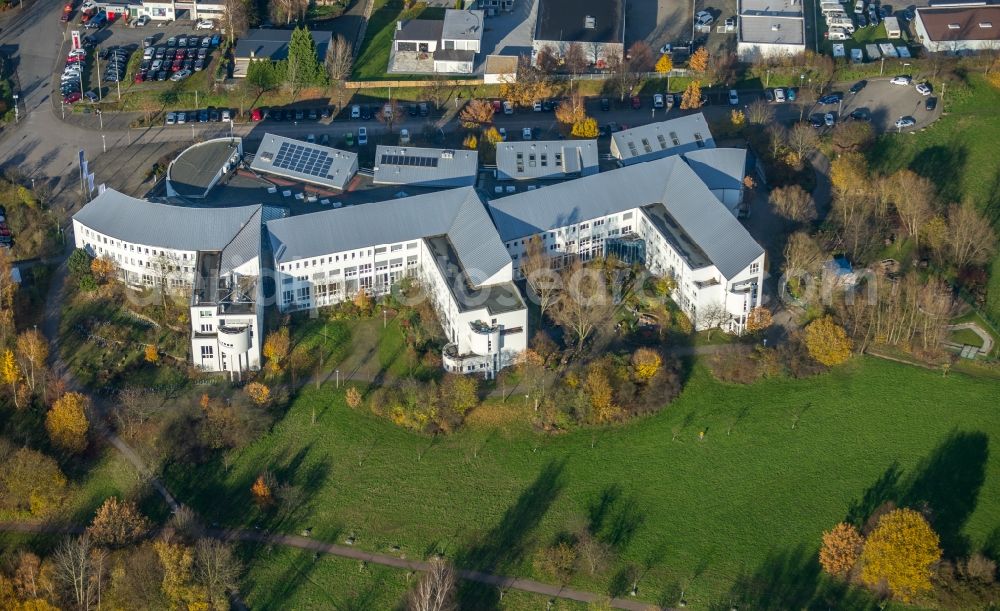 Witten from above - Campus building of the Wolfgang Gerbere university Witten/Herdecke in Witten in the state of North Rhine-Westphalia