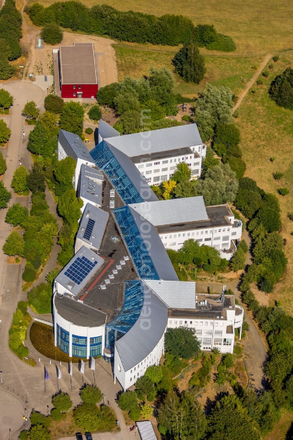 Aerial photograph Witten - Campus building of the Wolfgang Gerbere university Witten/Herdecke in Witten in the state of North Rhine-Westphalia