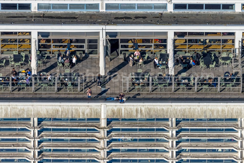 Aerial image Bochum - Canteen in the campus building of the RUB Ruhr University on the Ruhr heights on Universitaetsstrasse in Bochum in the Ruhr area in the federal state of North Rhine-Westphalia