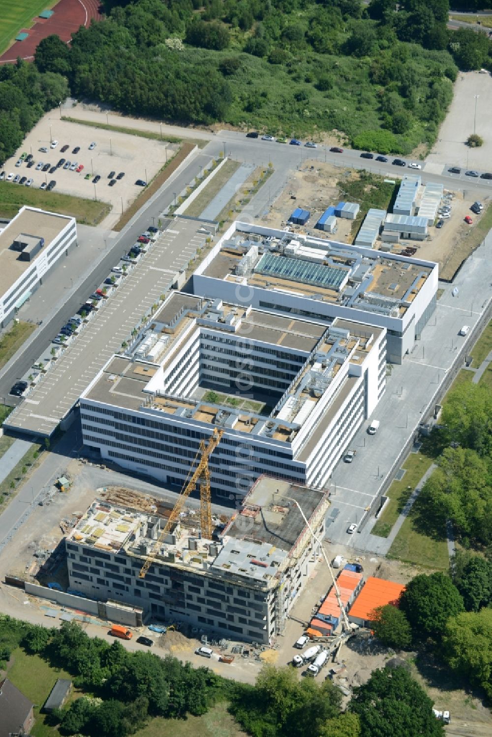 Bochum from above - Campus building of the university Aesculap-Akademie on the Health Campus in Bochum in the state North Rhine-Westphalia