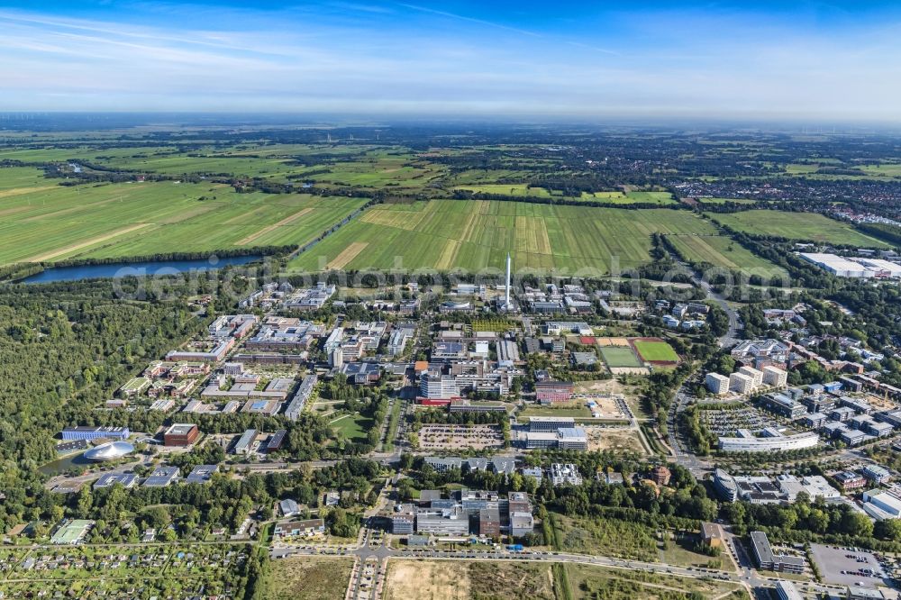 Bremen from above - Campus building of the university Bremen on Bibliothekstrasse in the district Lehe in Bremen, Germany