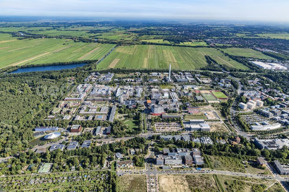 Bremen from the bird's eye view: Campus building of the university Bremen on Bibliothekstrasse in the district Lehe in Bremen, Germany