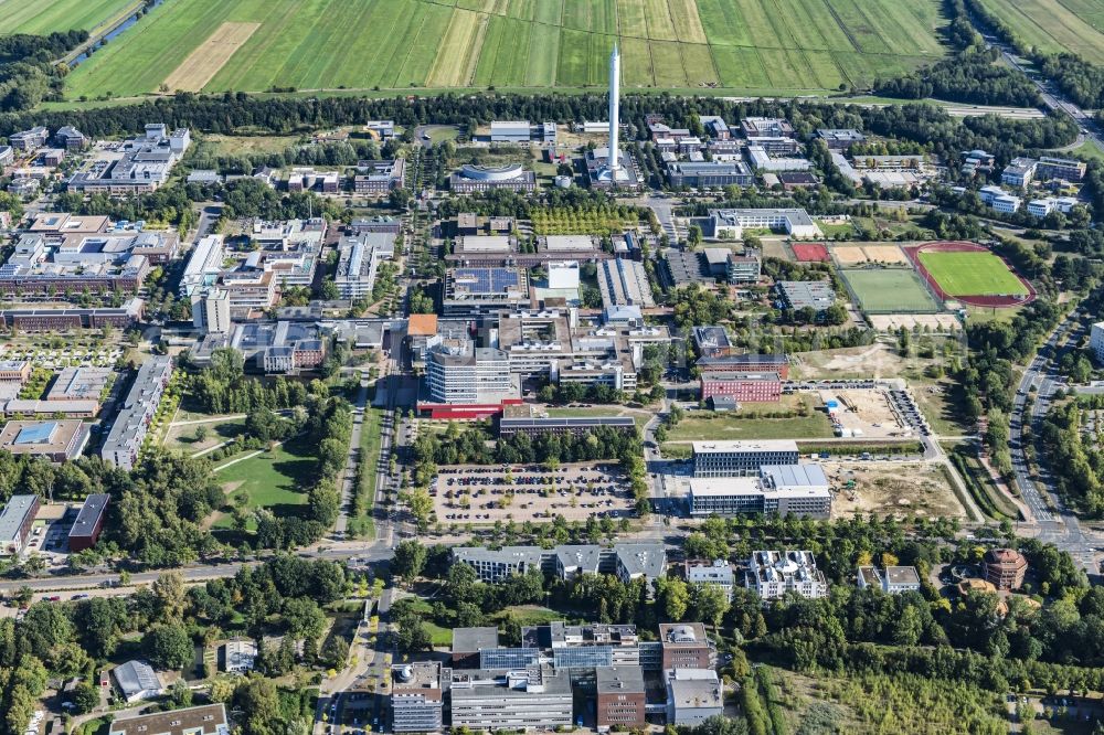 Bremen from above - Campus building of the university Bremen on Bibliothekstrasse in the district Lehe in Bremen, Germany