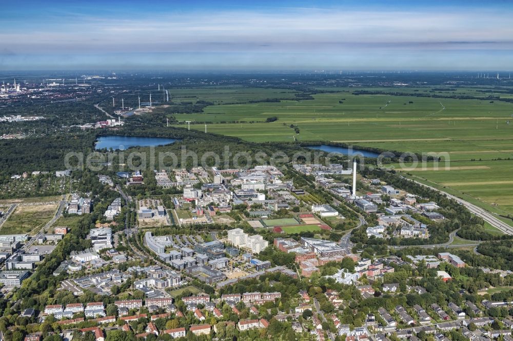 Bremen from the bird's eye view: Campus building of the university Bremen on Bibliothekstrasse in the district Lehe in Bremen, Germany