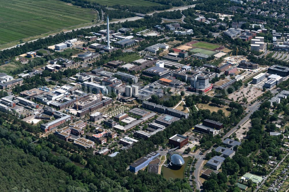 Bremen from the bird's eye view: Campus building of the university Bremen on Bibliothekstrasse in the district Lehe in Bremen, Germany