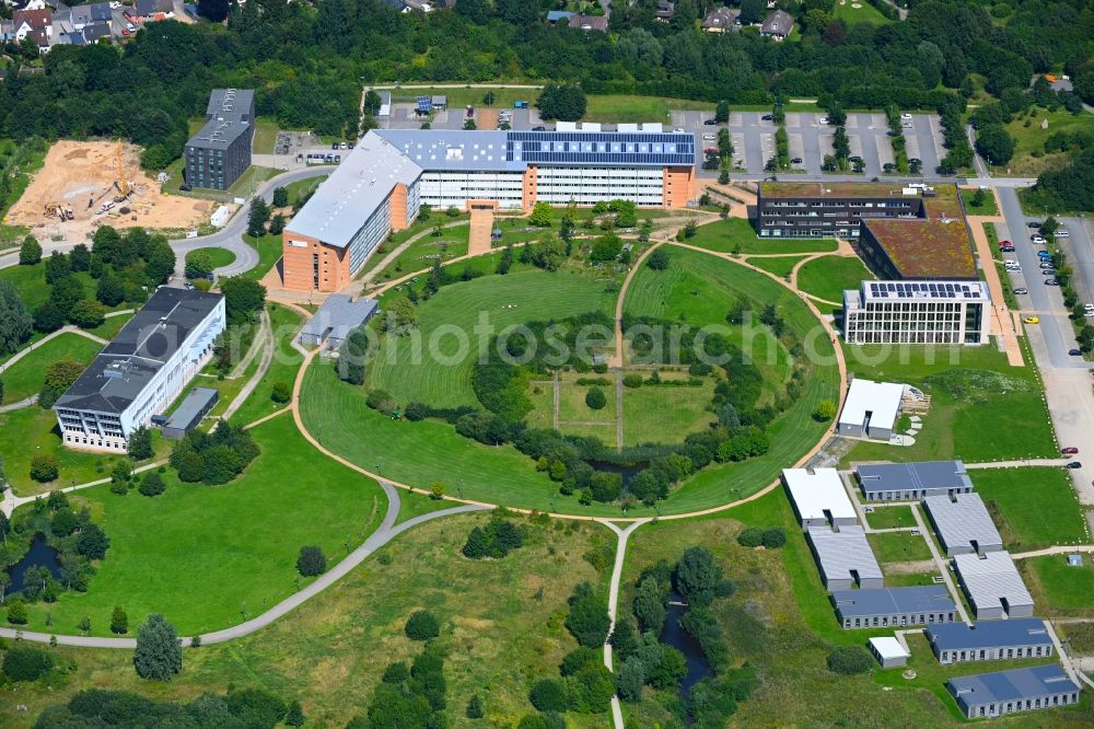 Flensburg from above - Campus building of the university EUF Europa-Universitaet Flensburg in the district Suenderup in Flensburg in the state Schleswig-Holstein, Germany