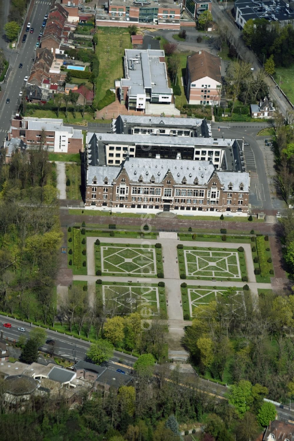 Lens from above - Palais Campus building of the university Faculté des Sciences an der Jean Perrin Rue Jean Souvraz in Lens in Nord-Pas-de-Calais Picardy, France