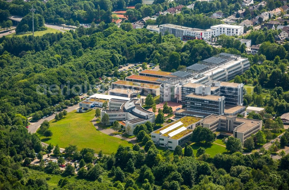 Aerial image Hagen - Campus building of the university FernUniversitaet Hagen / ESG / KSW along the Universitaetsstrasse in Hagen in the state North Rhine-Westphalia, Germany