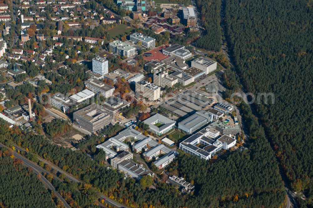 Aerial image Erlangen - Campus building of the university Friedrich-Alexander-Universitaet Erlangen-Nuernberg in Erlangen in the state Bavaria, Germany