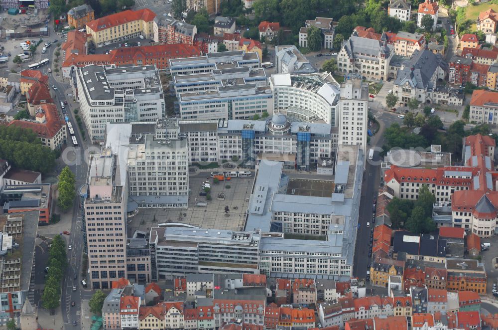 Jena from above - Campus building of the university Friedrich-Schiller-Universitaet Jena on place Ernst-Abbe-Platz - Carl-Zeiss-Strasse in Jena in the state Thuringia, Germany