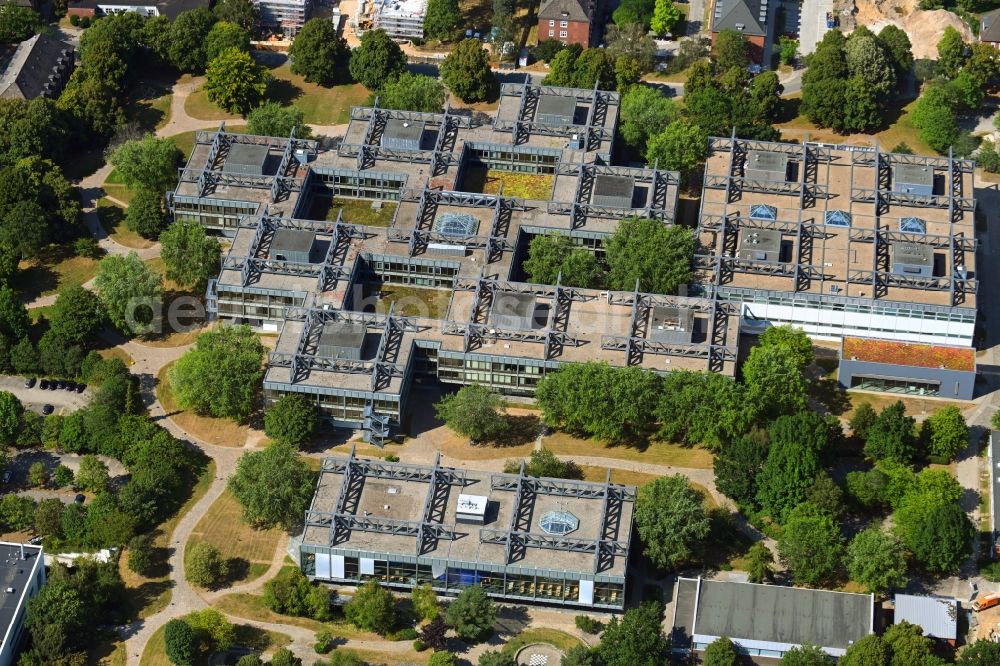 Hamburg from above - Campus building of the university of Helmut-Schmidt-University of Bundeswehr on Holstenhofweg in Hamburg, Germany