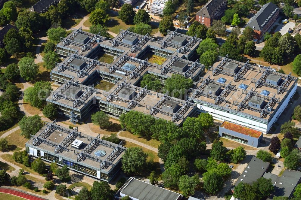 Hamburg from above - Campus building of the university of Helmut-Schmidt-University of Bundeswehr on Holstenhofweg in Hamburg, Germany