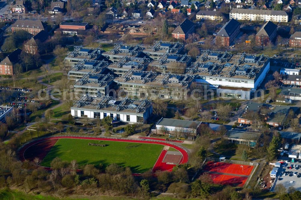 Aerial photograph Hamburg - Campus building of the university of Helmut-Schmidt-Universitaet/Universitaet of Bundeswehr Honburg on Holstenhofweg in Hamburg, Germany