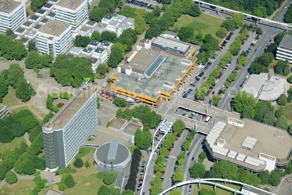 Aerial photograph Dortmund - Campus building of the university with the TU skyscraper and Audimax in Dortmund in the state North Rhine-Westphalia