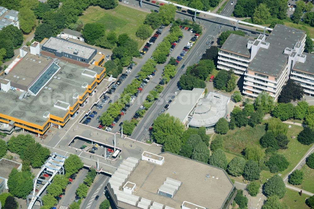 Dortmund from above - Campus building of the university with the TU skyscraper and Audimax in Dortmund in the state North Rhine-Westphalia