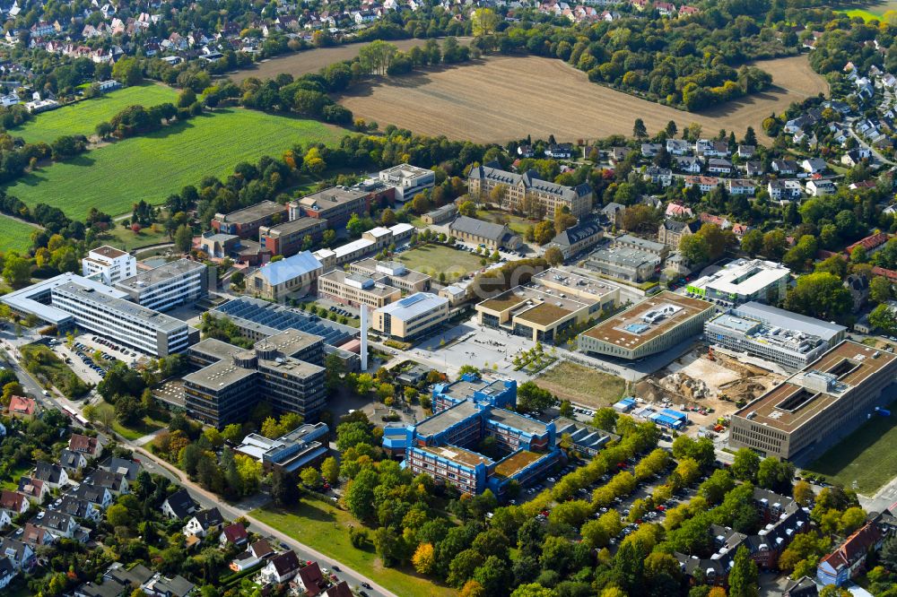 Osnabrück from the bird's eye view: Campus building of the university Hochschule Osnabrueck on street Barbarastrasse in the district Westerberg in Osnabrueck in the state Lower Saxony, Germany