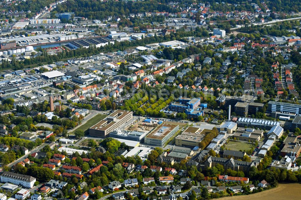 Osnabrück from above - Campus building of the university Hochschule Osnabrueck on street Barbarastrasse in the district Westerberg in Osnabrueck in the state Lower Saxony, Germany