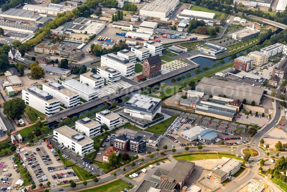 Kleve from above - Campus building of the university Hochschule Rhein-Waal in Kleve in the state North Rhine-Westphalia, Germany