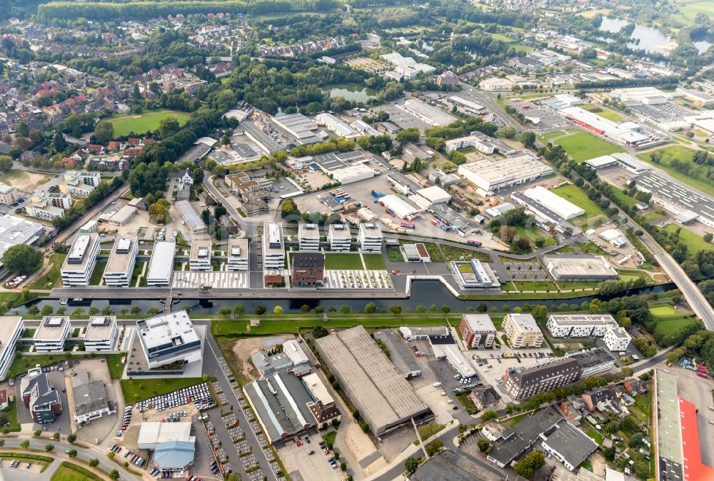 Aerial photograph Kleve - Campus building of the university Hochschule Rhein-Waal in Kleve in the state North Rhine-Westphalia, Germany