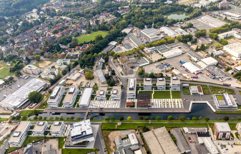 Kleve from above - Campus building of the university Hochschule Rhein-Waal in Kleve in the state North Rhine-Westphalia, Germany