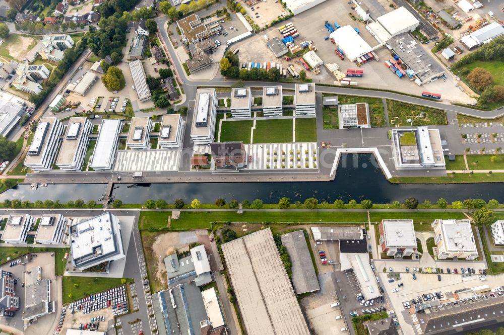 Aerial image Kleve - Campus building of the university Hochschule Rhein-Waal in Kleve in the state North Rhine-Westphalia, Germany