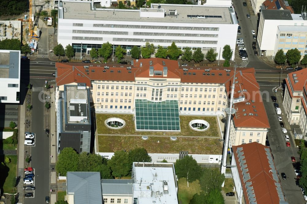 Leipzig from above - Campus building of the university HTKW Hochschule fuer Telekommunikation Leipzig an der Gustav-Freytag-Strasse in Leipzig in the state Saxony