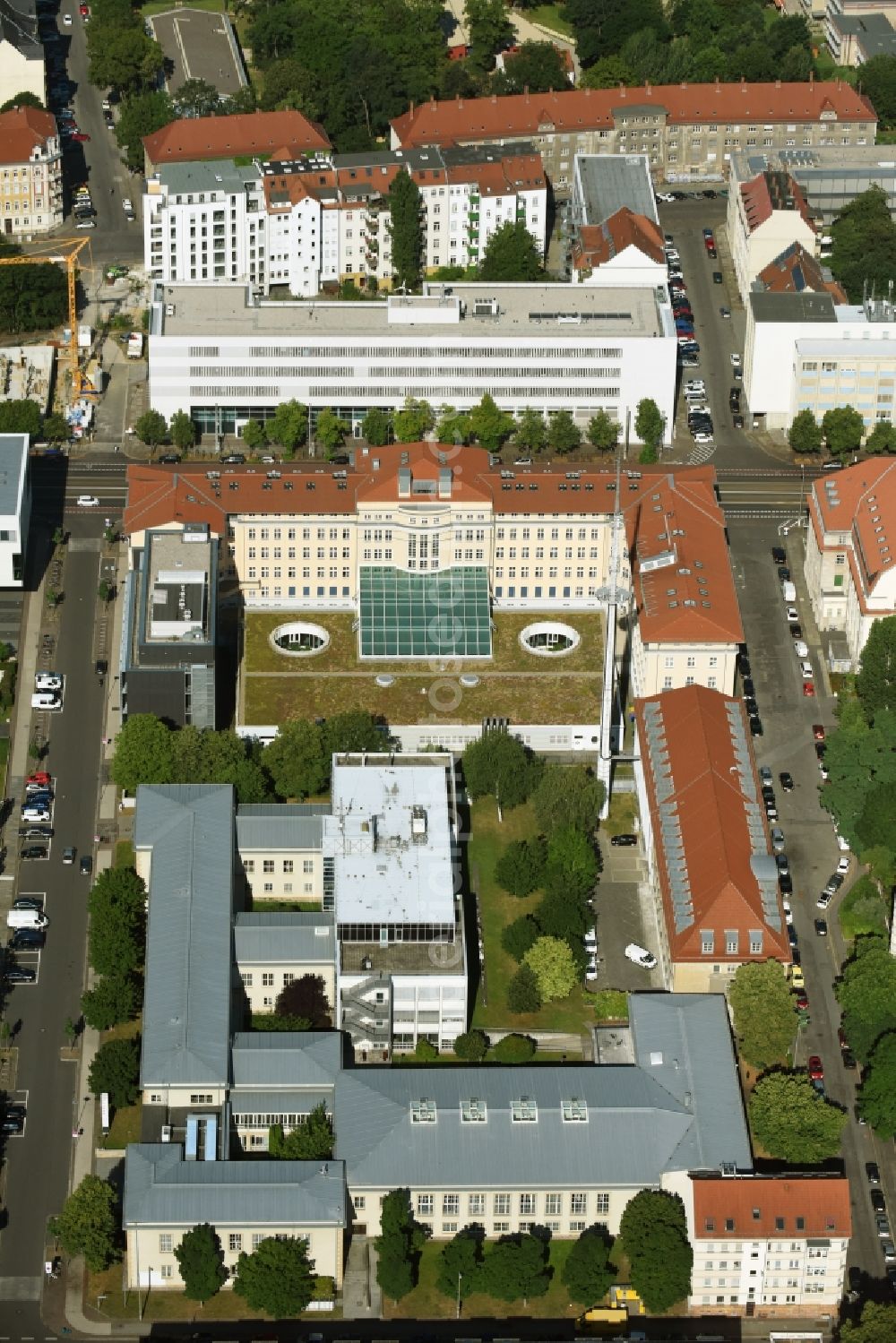 Leipzig from the bird's eye view: Campus building of the university HTKW Hochschule fuer Telekommunikation Leipzig an der Gustav-Freytag-Strasse in Leipzig in the state Saxony