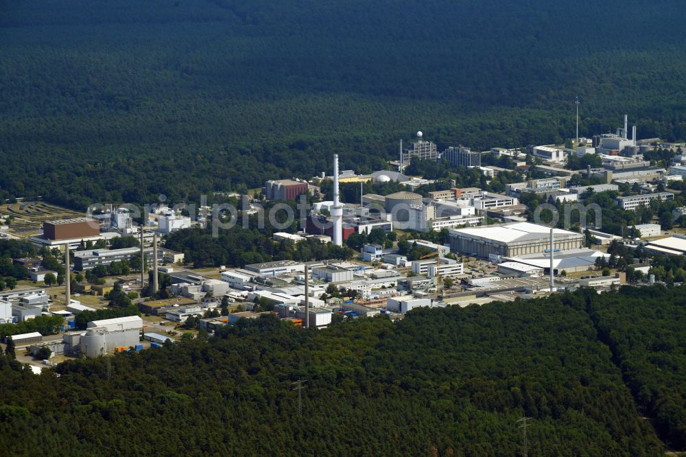 Eggenstein-Leopoldshafen from above - Campus building of the university KIT Karlsruher Institut fuer Technologie on place Hermann-von-Helmholtz-Platz in the district Leopoldshafen in Eggenstein-Leopoldshafen in the state Baden-Wuerttemberg, Germany