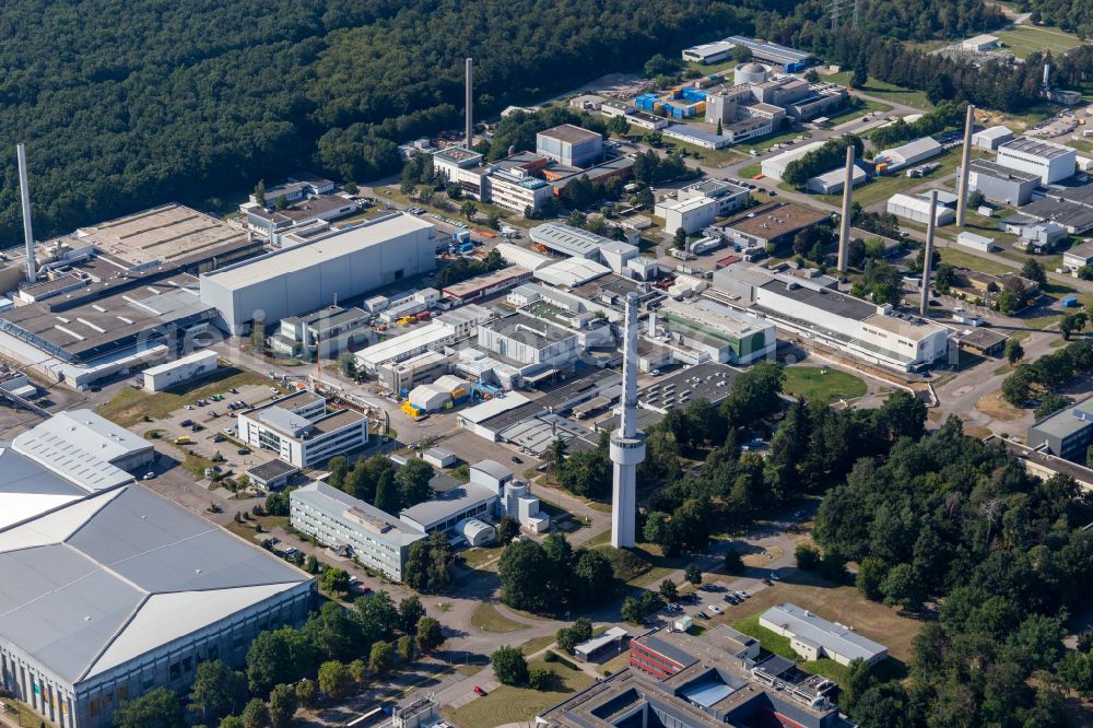 Aerial image Eggenstein-Leopoldshafen - Campus building of the university KIT Karlsruher Institut fuer Technologie on place Hermann-von-Helmholtz-Platz in the district Leopoldshafen in Eggenstein-Leopoldshafen in the state Baden-Wuerttemberg, Germany