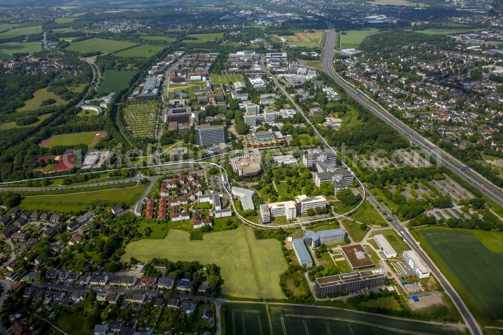 Dortmund from above - Campus building of the university in Dortmund in the state North Rhine-Westphalia