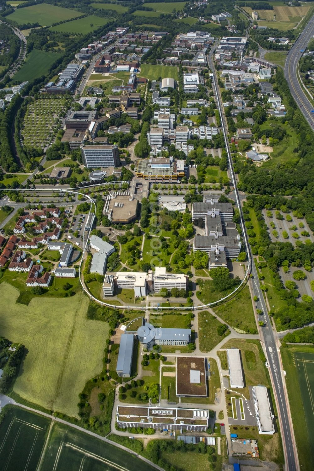 Dortmund from the bird's eye view: Campus building of the university in Dortmund in the state North Rhine-Westphalia