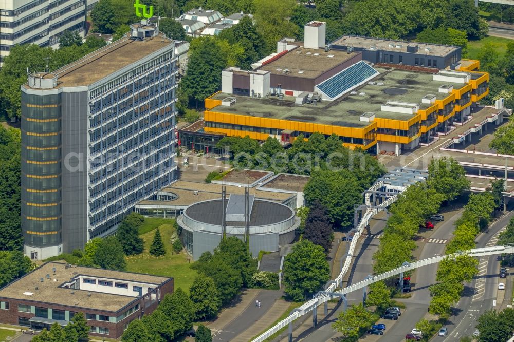 Aerial image Dortmund - Campus building of the university with faculty of mathematical and the Mensa in Dortmund in the state North Rhine-Westphalia