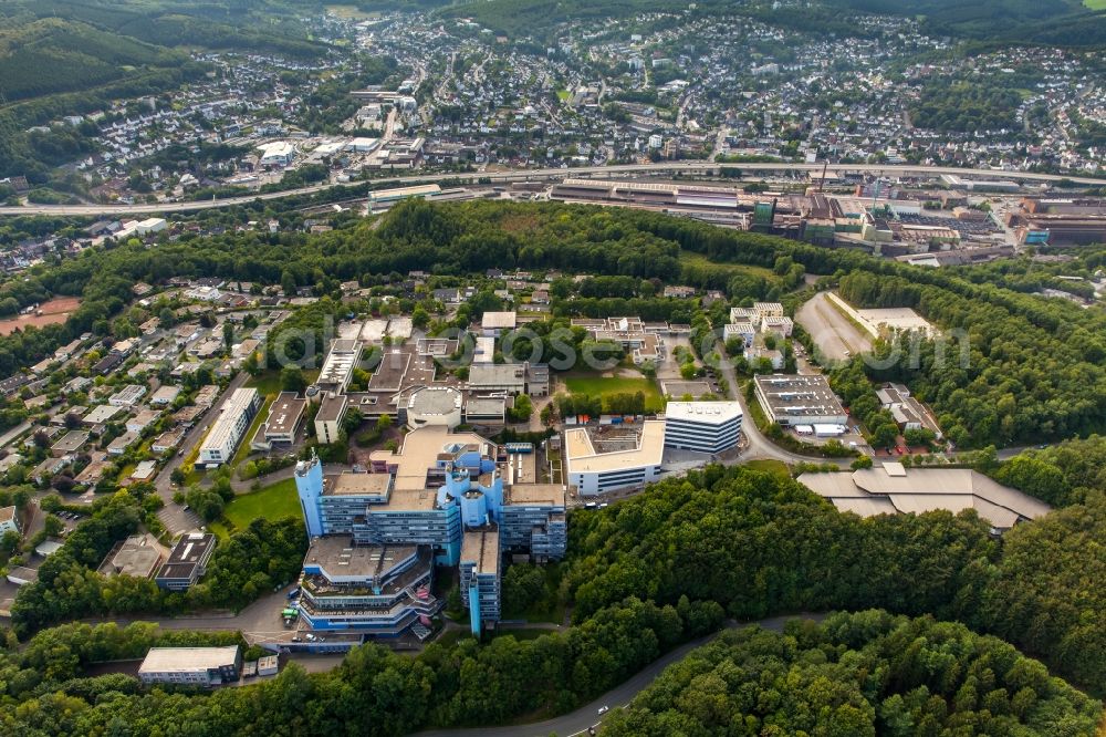 Siegen from above - Campus building of the university Siegen in Siegen in the state North Rhine-Westphalia