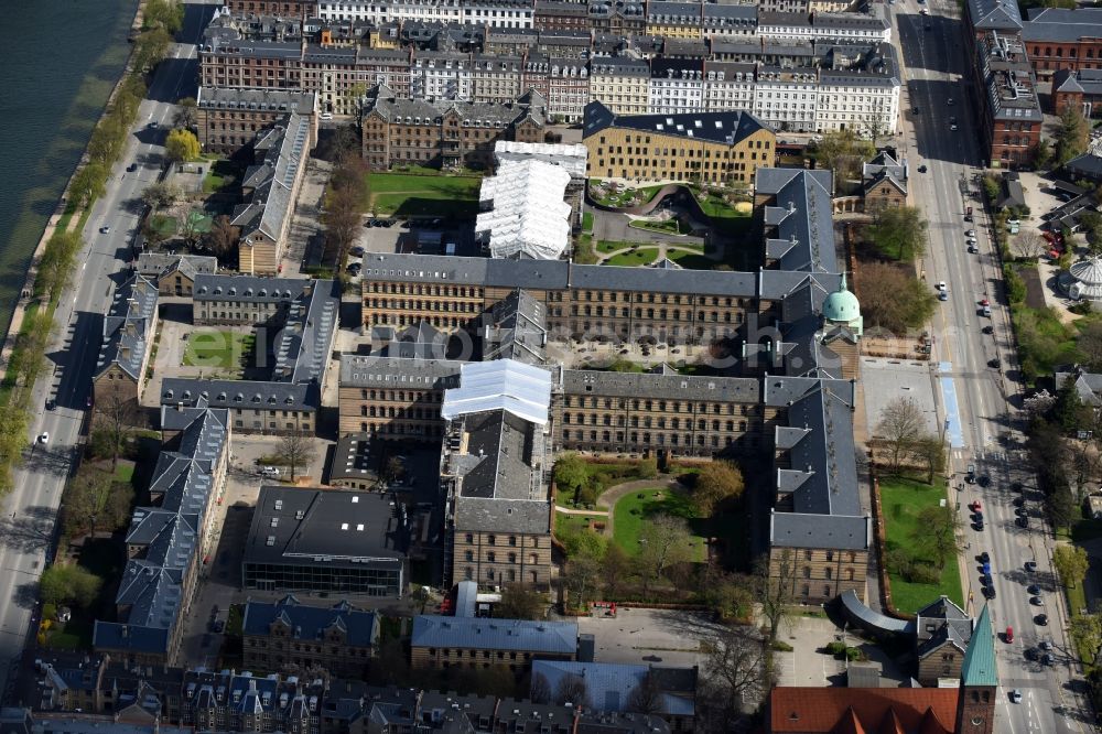 Kopenhagen from above - Campus building of the university Syddansk Universitet Kobenhavn Oster Farimagsgade in Copenhagen in Region Hovedstaden, Denmark