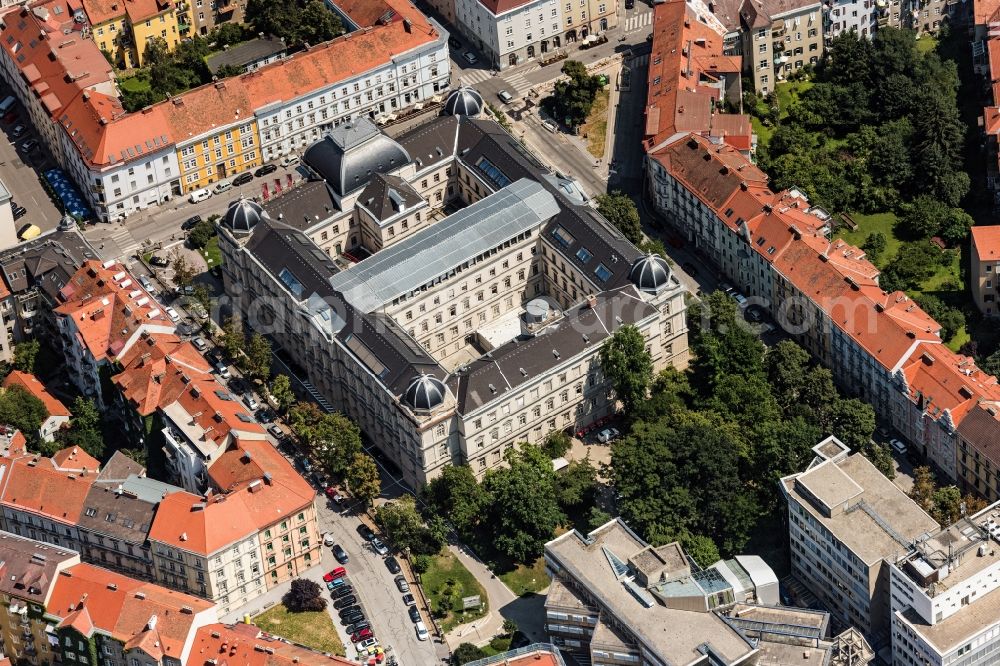 Graz from the bird's eye view: Campus building of the university Technische Universitaet Graz in Graz in Steiermark, Austria